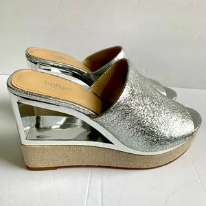 Slide Sandal Botkier NY Slip-on Willow￼ Silver￼ Sz 6 Mirror Wedge Women’s￼ Shoes